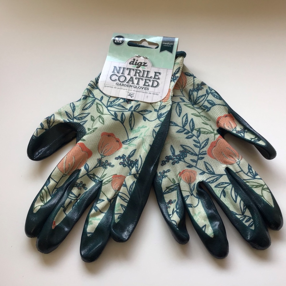Women’s Digz Nitrile Coated Garden Gloves Tulip Pattern Size Medium